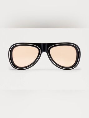 Classic Black Frame Sunglasses with Peach Tinted Lenses